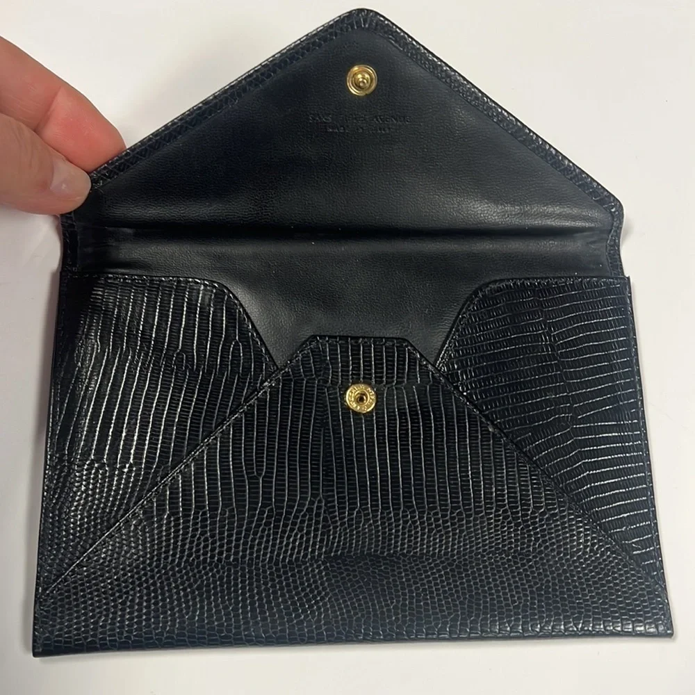Saks Fifth Avenue Lizard-Embossed Leather Pochette Clutch